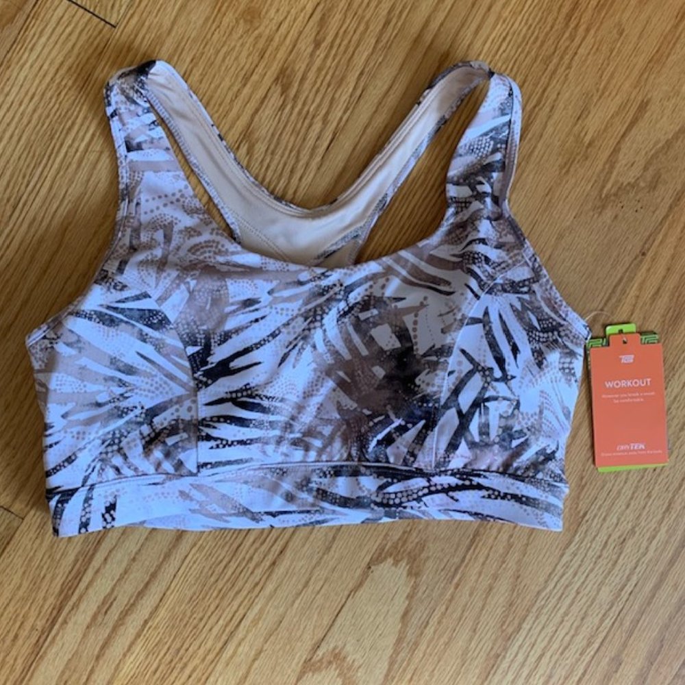 NWT Tek Gear palm leaf inspired sports bra XL